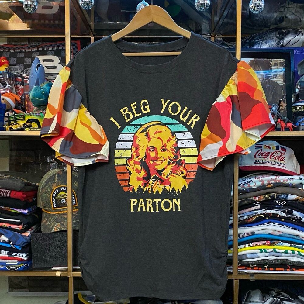 Custom Dolly Parton Country Music T-Shirt Ruffle Sleeve Ruched Charcoal Orange
